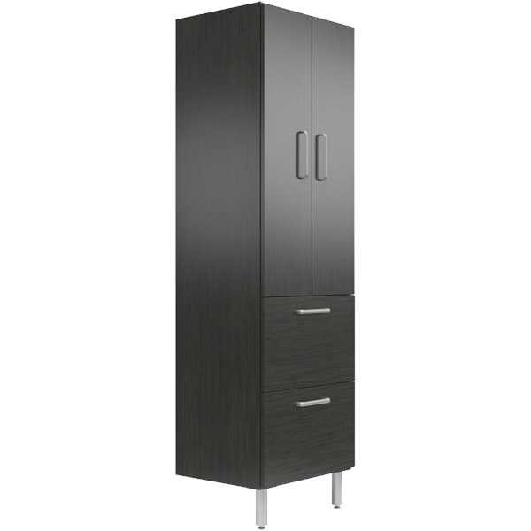 24 Wide Tall Cabinet With Shelves Doors 2 Drawers Black Sand
