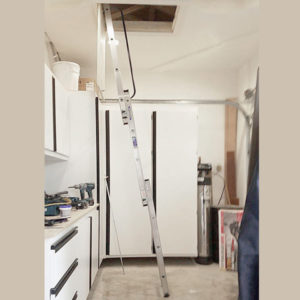 Garage Attic Ladder Aluminum Compact Attic Ladder 250 lb. 18×24 to 30×30 Inch Opening Range ...